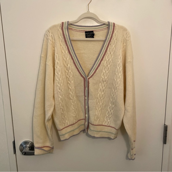 Pierre Cardin Cream Cable Knit Cardigan - Picture 1 of 7